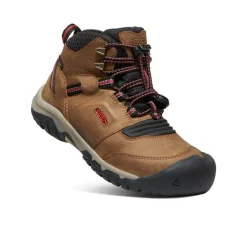 Bottes*KEEN Ridge Flex Waterproof Boot Pour Jeunes  |  Bison/Red Carpet Bison/RedCarpet